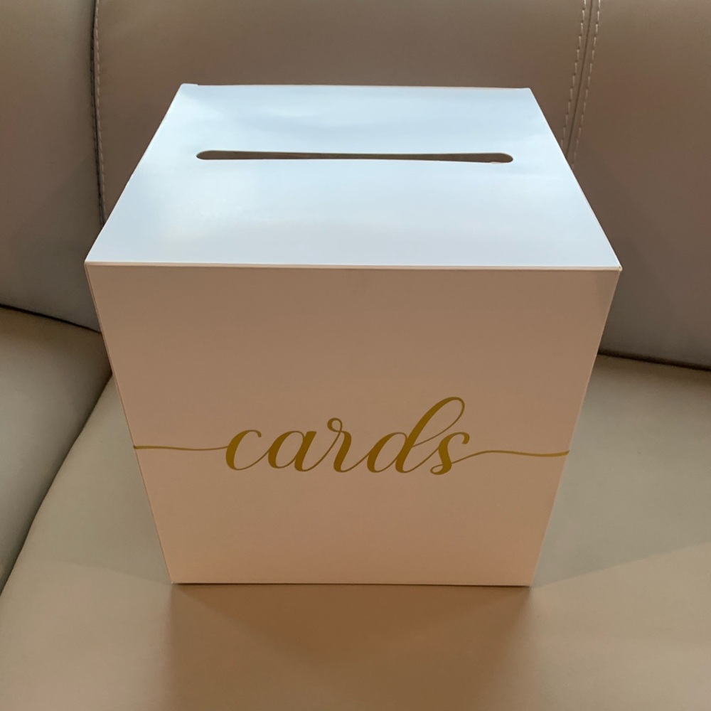 White Card Box with Gold 'Cards' Script - Picture 3 of 9